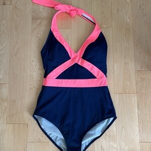 NWT Boden Kefalonia Halterneck Swimsuit Navy/pink Size 10/long.Smoke free home